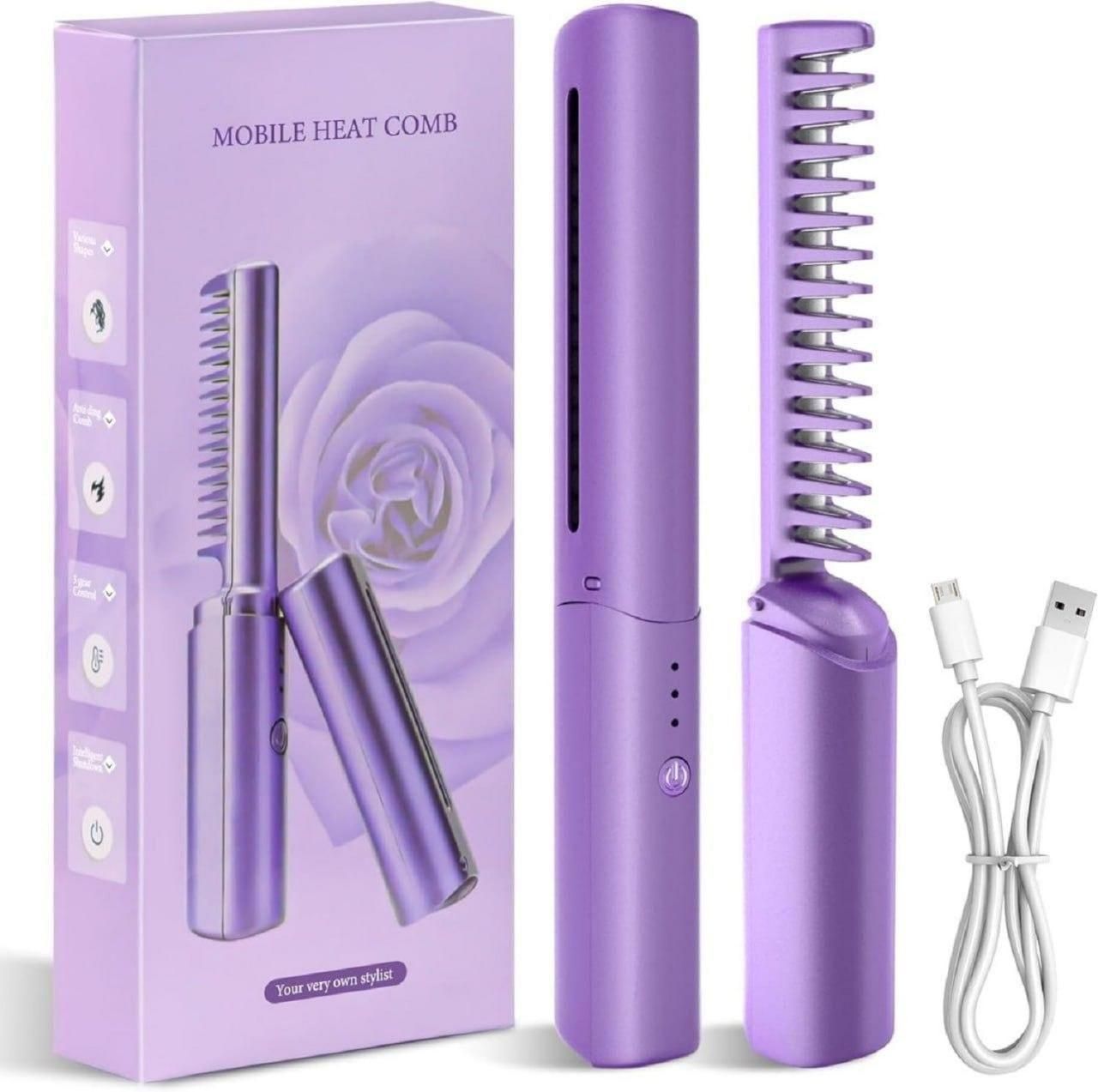 Portable Cordless Mini Hair Straightener – Rechargeable Hot Comb | Travel-Ready Styling Tool