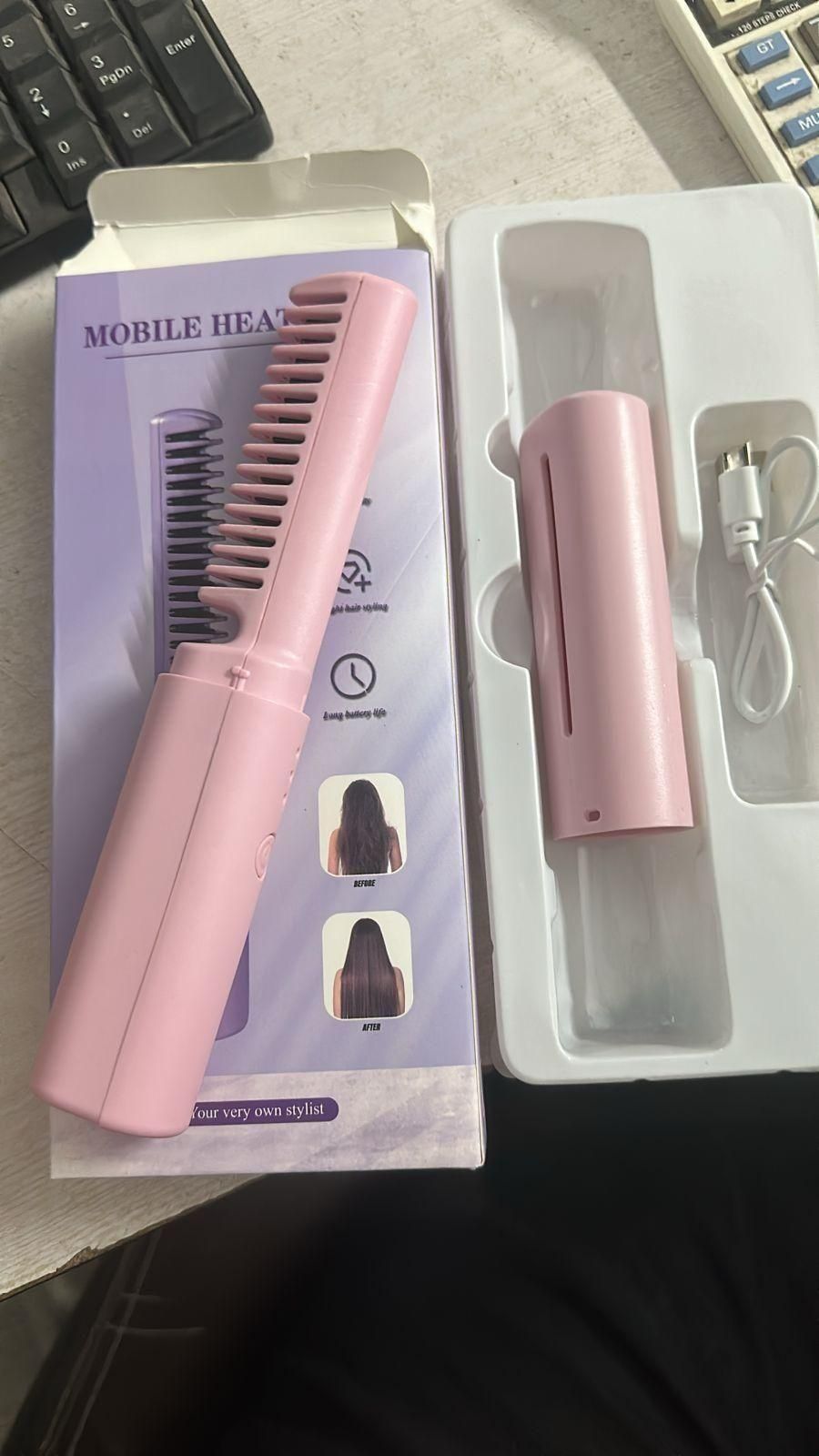 Portable Cordless Mini Hair Straightener – Rechargeable Hot Comb | Travel-Ready Styling Tool